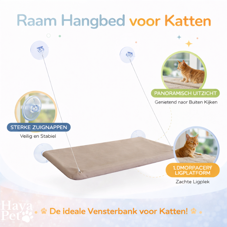 Raam Kattenbed Met Uitzicht | Zandkleur