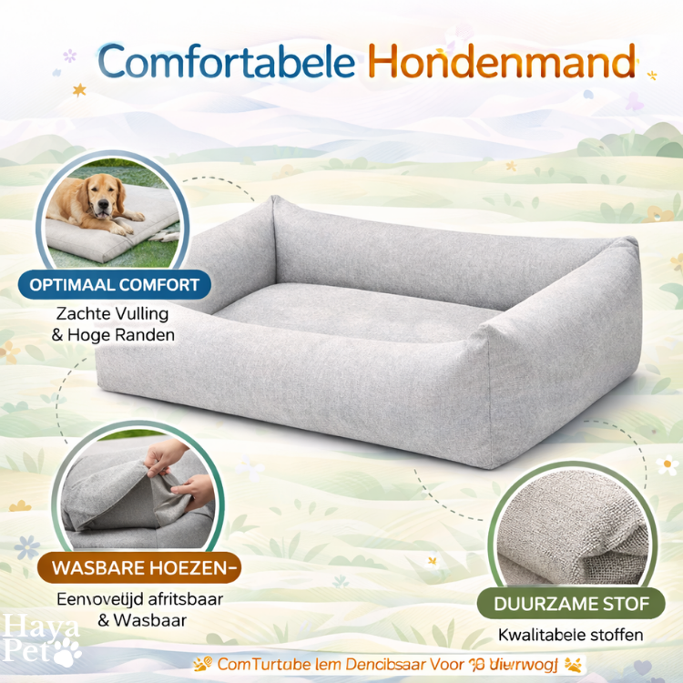 Lichtgrijs Hondenbed Met Afneembare Hoes