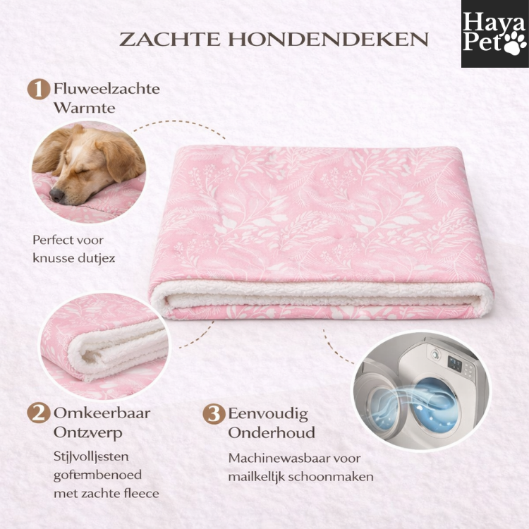 Roze Hondenplaid Met Bloemenprint