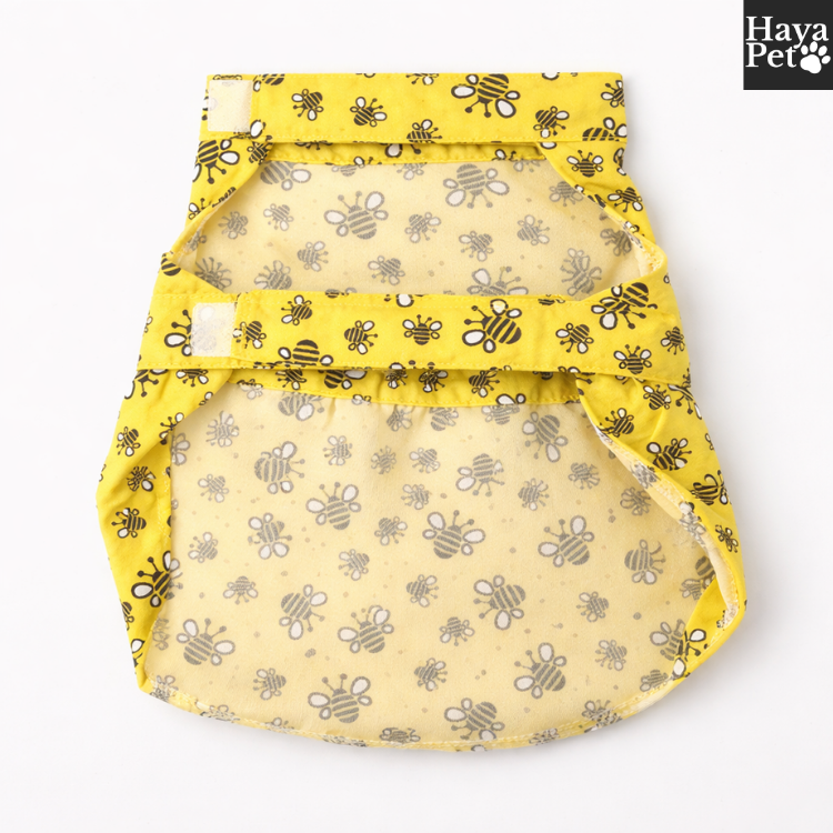 Zwart-Gele Hondenjurk Met Bijenprint