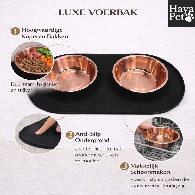 Dubbele Hondenvoerbak Met Twee Uitneembare Bakken