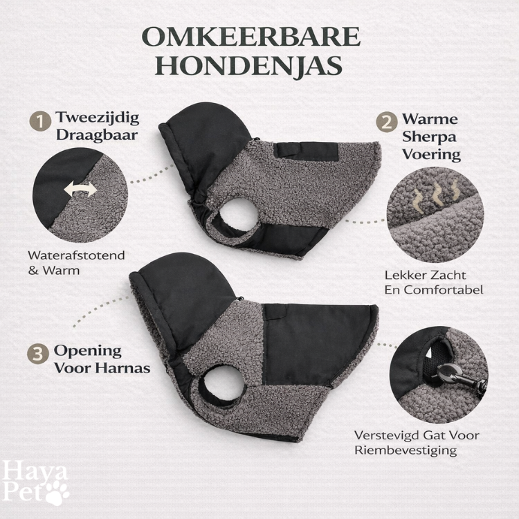 Dubbelzijdige Hondenjas In Grijs En Zwart
