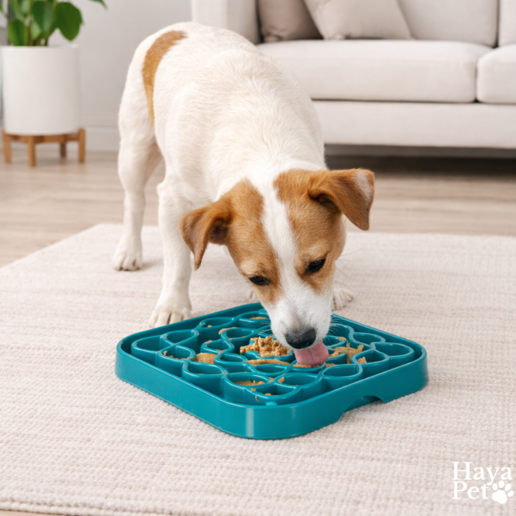 Kleine Vierkante Anti-Schrokbak Voor Honden Met Bloemmotief