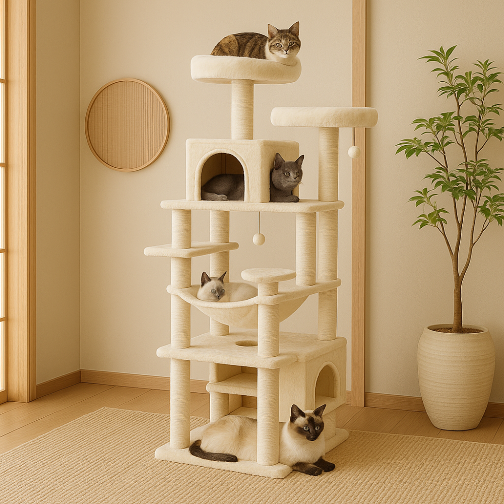 Modern Cat Tower Luxury Cat Tower with Scratching Posts and Comfortable Houses