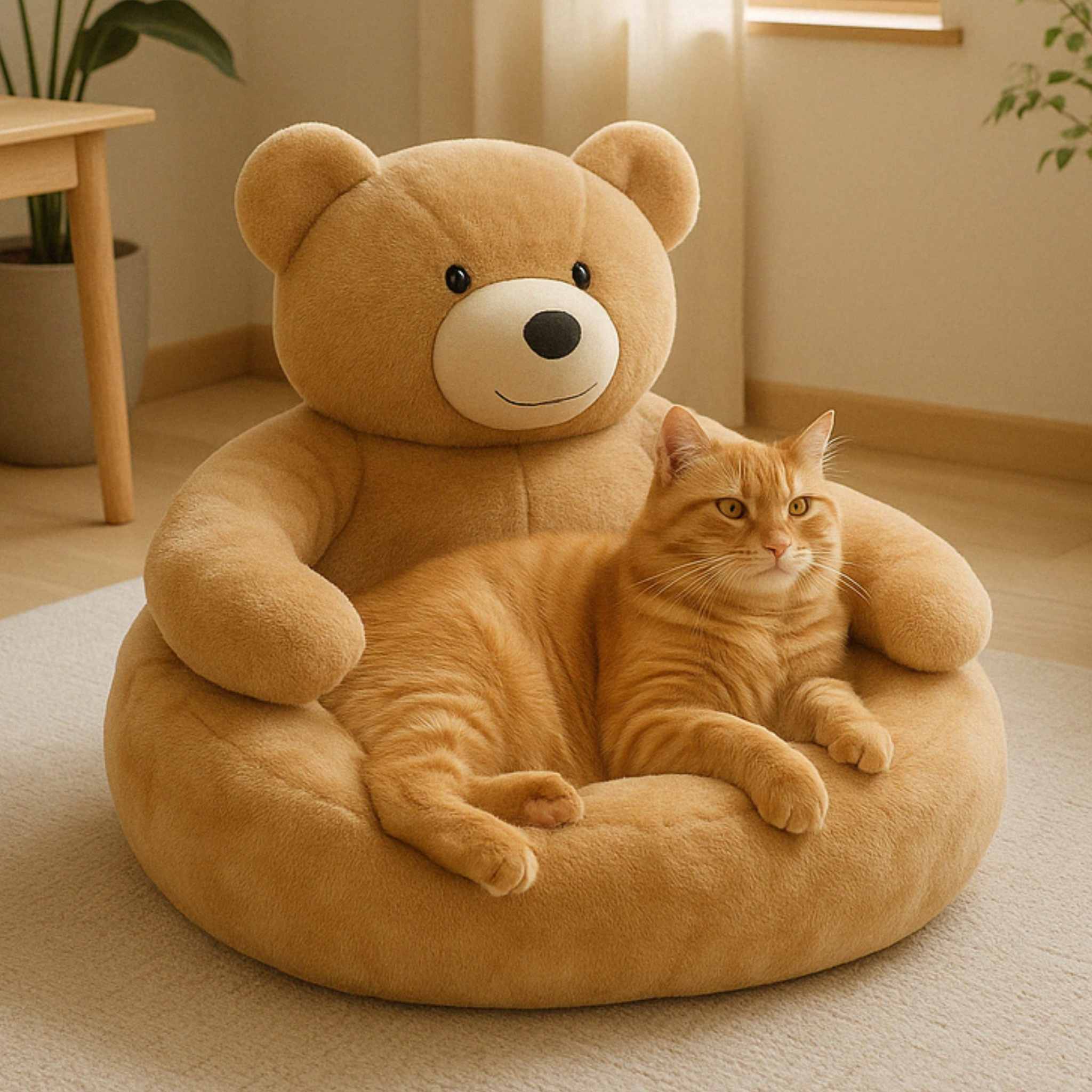 Knuffelbeer Bed Zacht Pluche Hondenbed & Kattenbed Angst & Stressverlagend