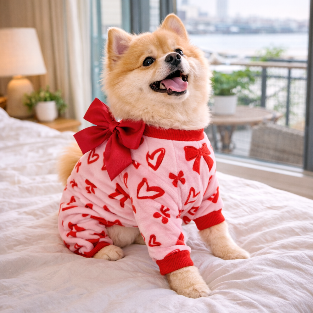 Pet Heart Bow Pajamas | Patterned