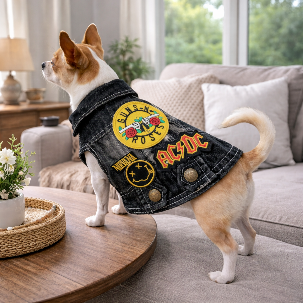 Pet Vintage Rock Vest | With Studs