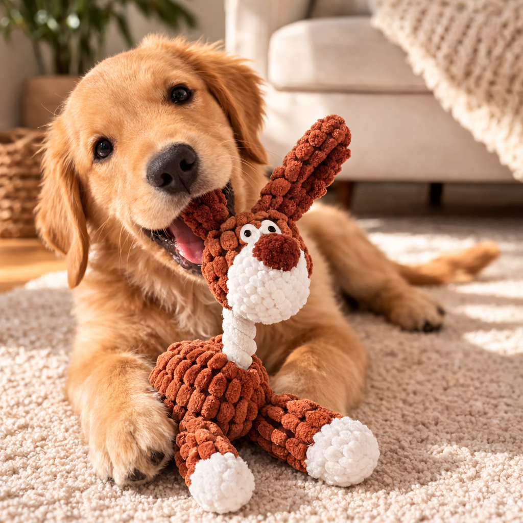 Plush Rabbit Toy with Squeaker for Dogs