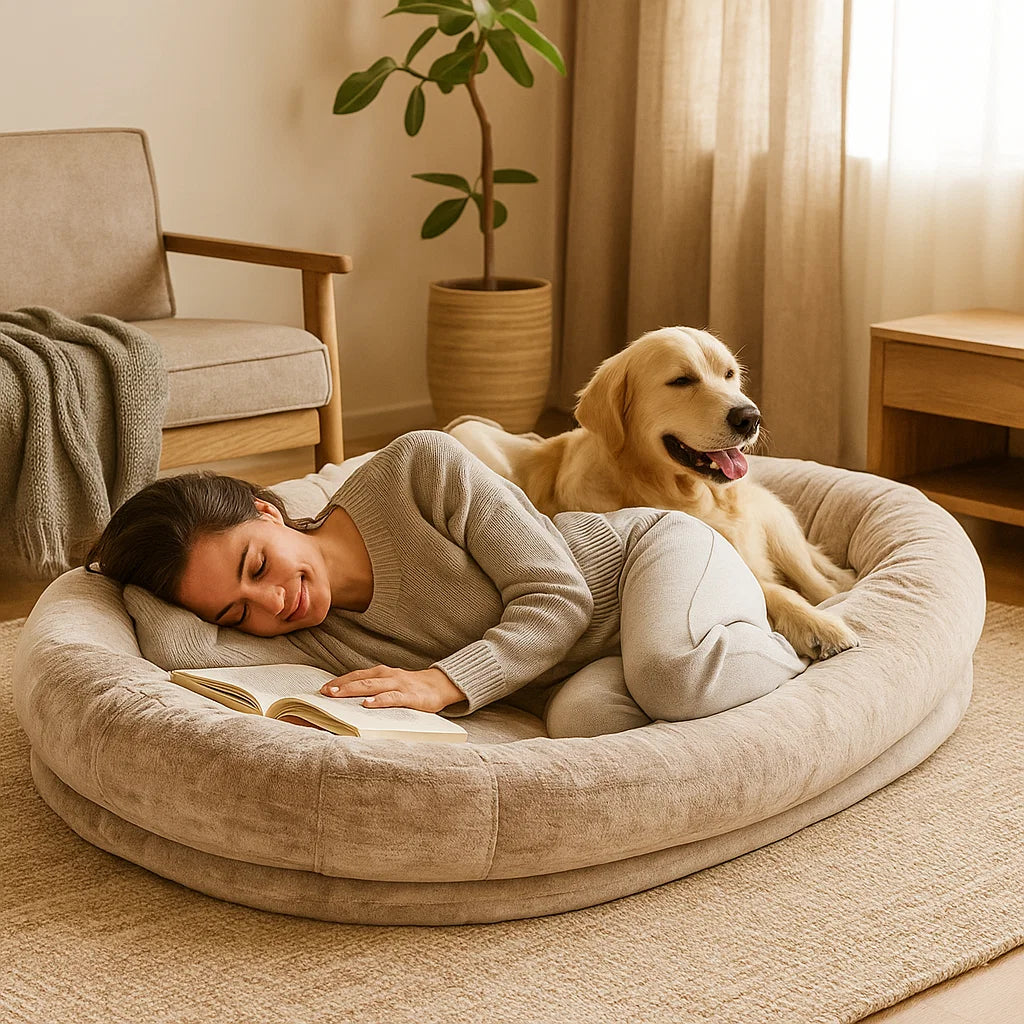 Hondenbed Voor Mensen Oversized Pluche Loungebed Met Memory Foam Ondersteuning