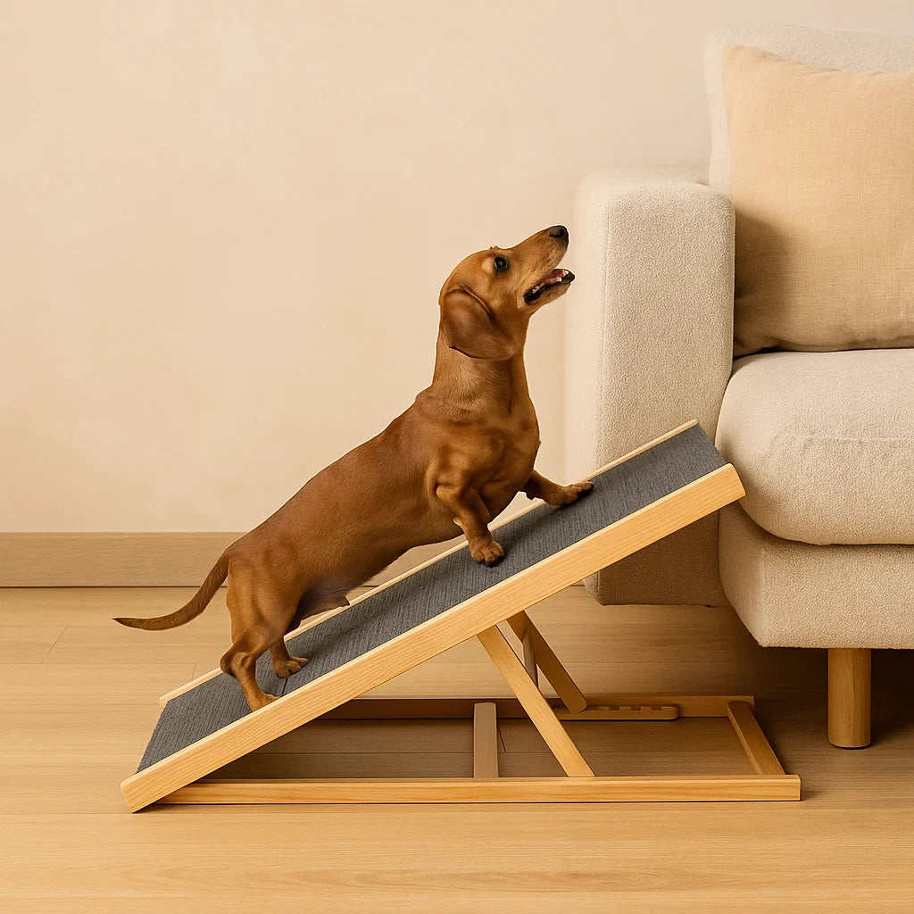 Adjustable Dog Ramp Made of Wood with Nonslip Surface & Compact Storage