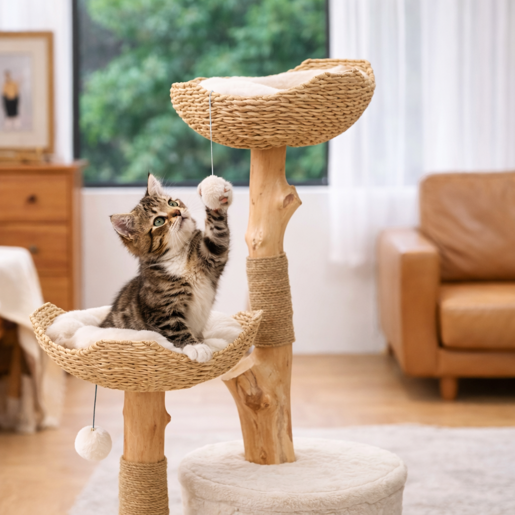 Grote Katten Krabboom Met Houten Frame