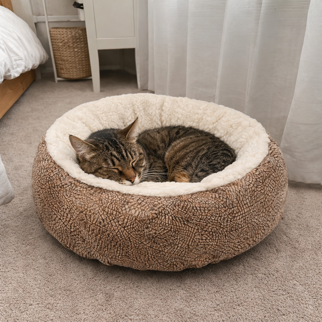 Donut Knuffelbed Voor Katten Met Verhoogde Rand