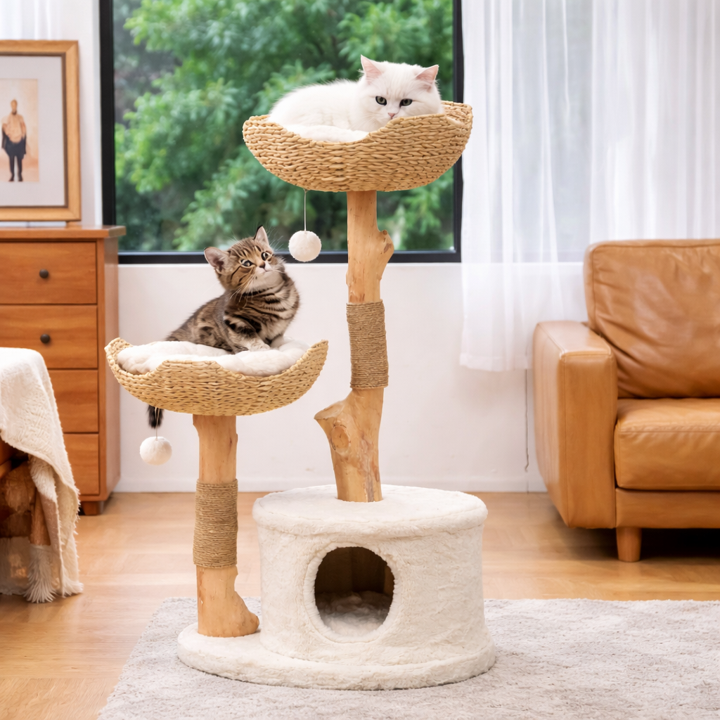 Grote Katten Krabboom Met Houten Frame