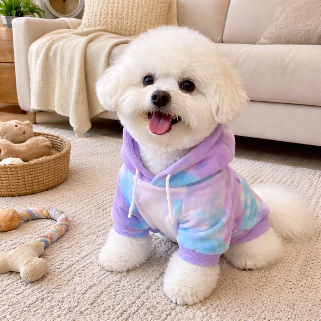 Hondenhoodie Met Blauw Tie-Dye Effect