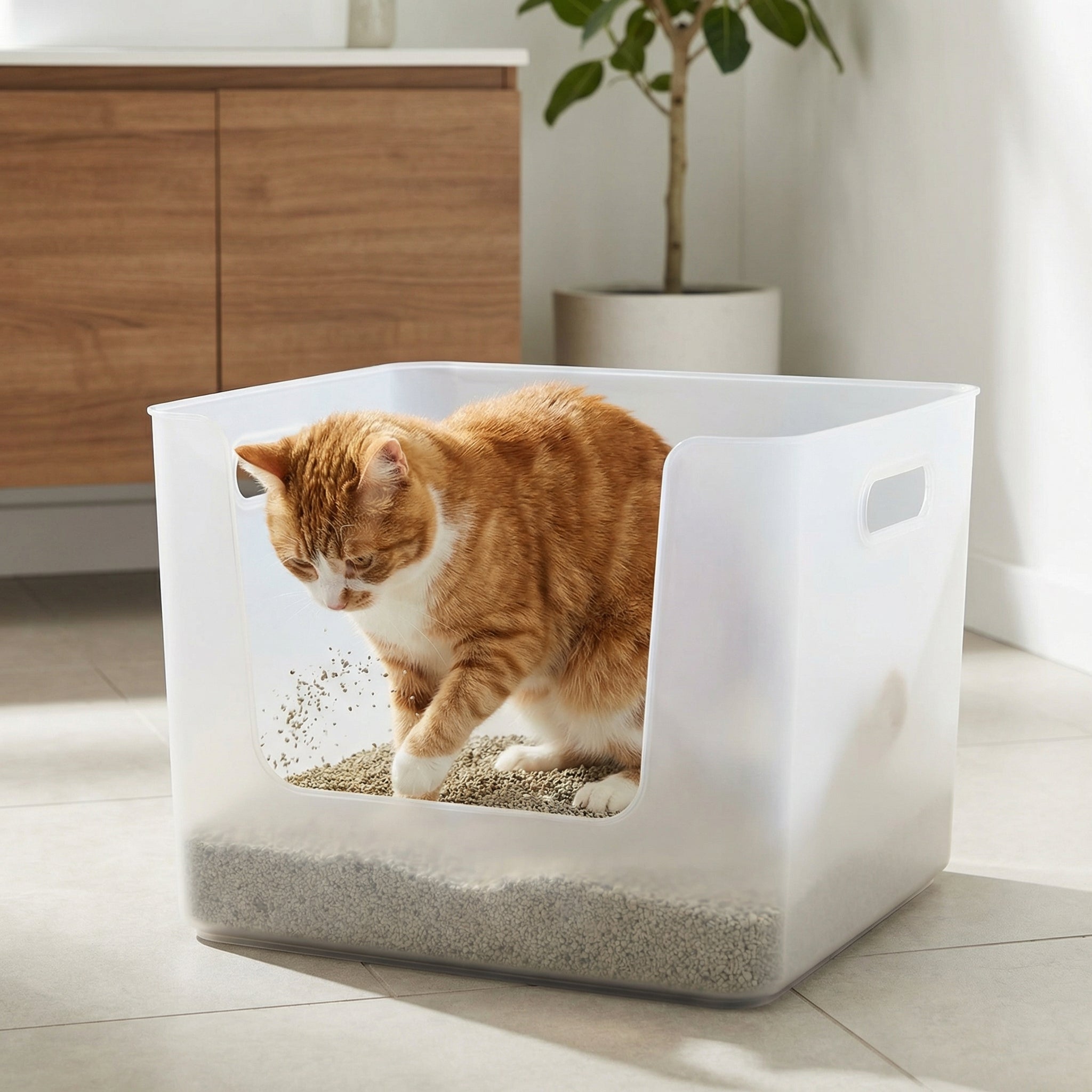 Open Kattenbak Met Hoge Afneembare Randen