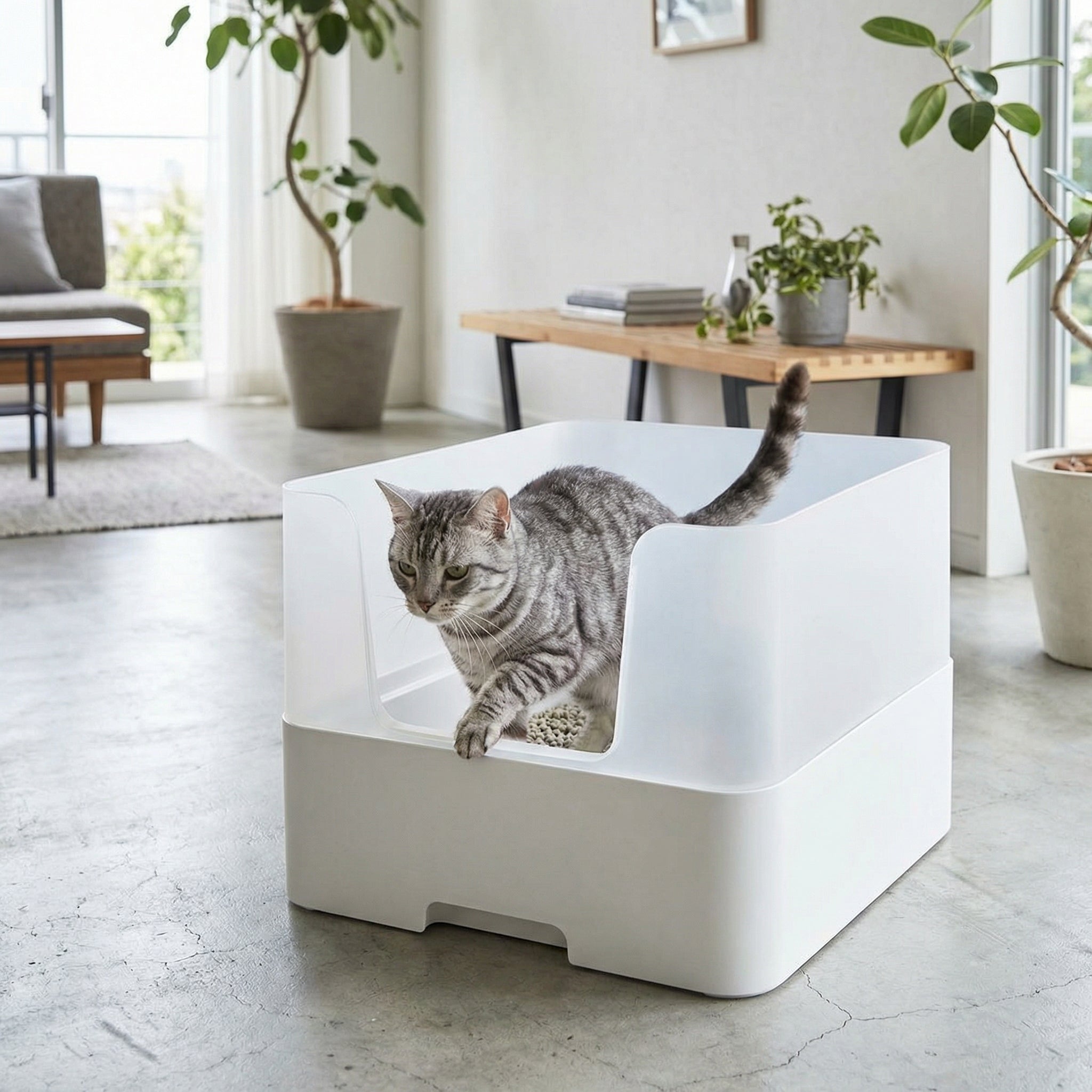 Kattenbak Met Beschermende Opzetrand