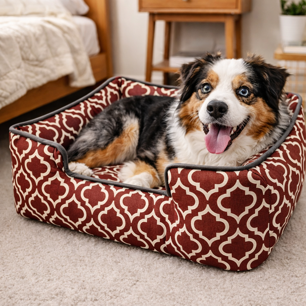 Dog Bed with Raised Edges and Removable Cushion