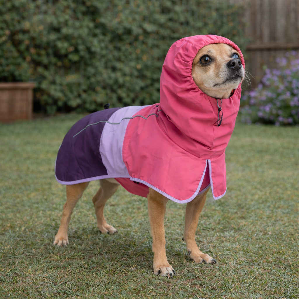 Light Dog Rain Jacket with Adjustable Neck Collar