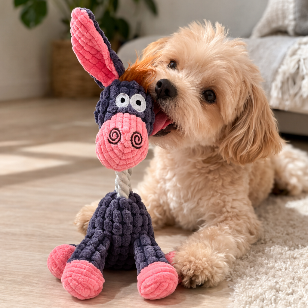 Plush Donkey Toy with Squeaker for Dogs