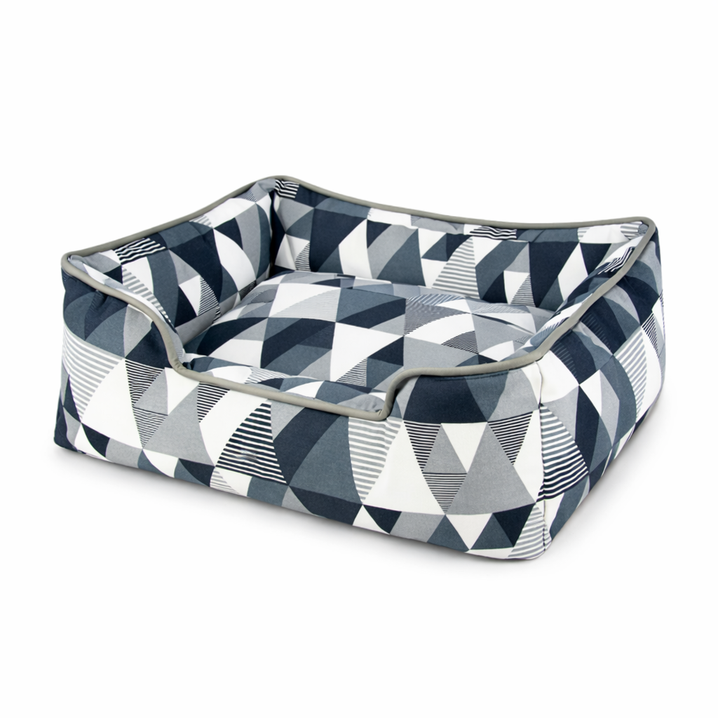 Dog Lounge Bed with Geometric Pattern