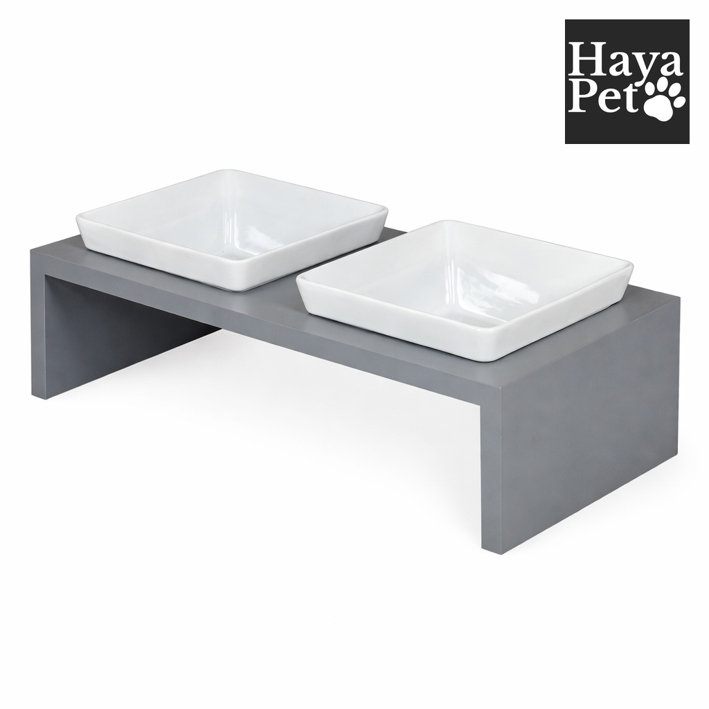 Double Wooden Feeding Stand for Pets