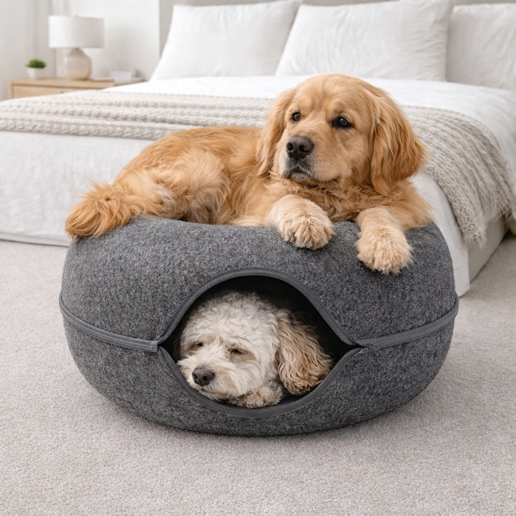 2-in-1 Slaapmand Met Tunnel Voor Huisdieren
