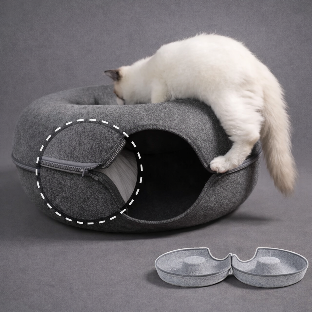 2-in-1 Slaapmand Met Tunnel Voor Huisdieren