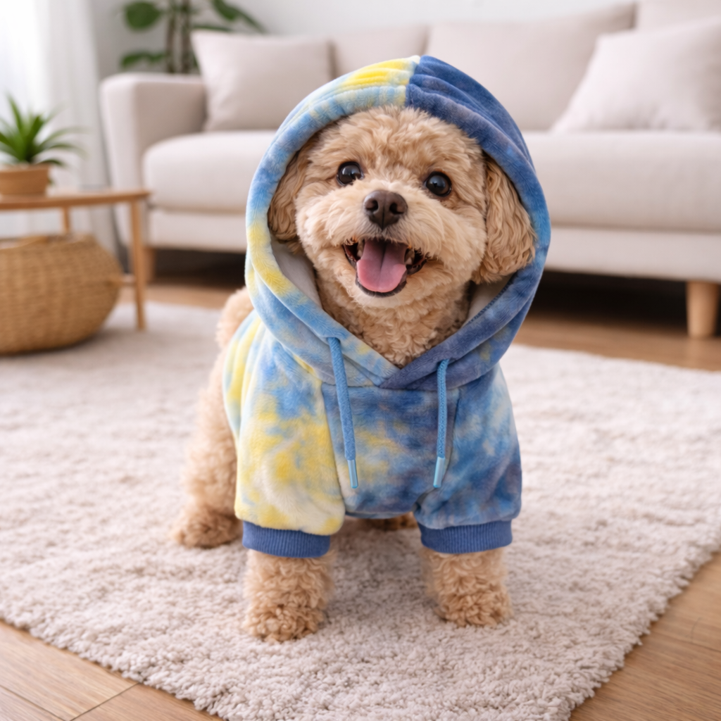 Hondenhoodie Met Pastelwolken Print