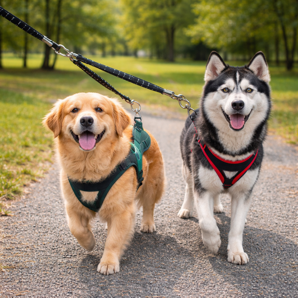 Double Dog Leash With Swivel Connector