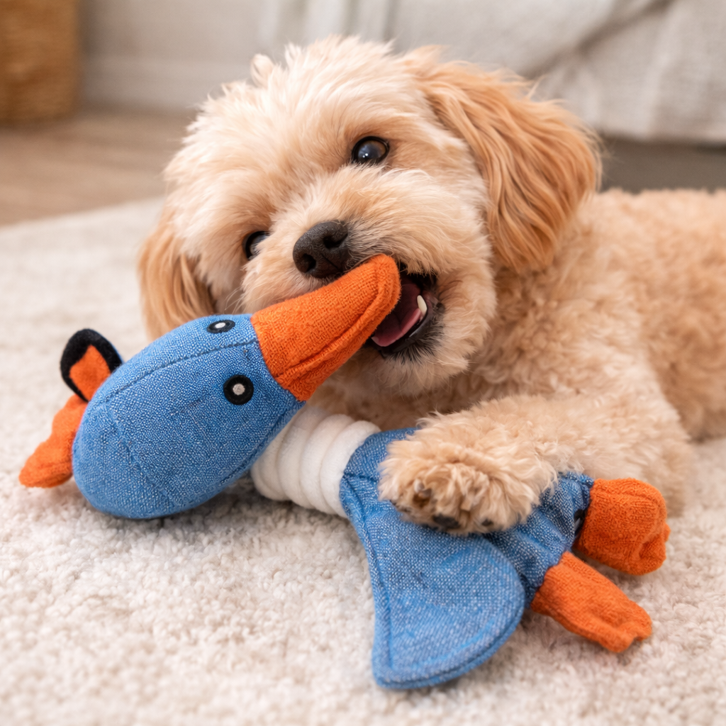 Plush Goose Toy with Squeaker for Dogs