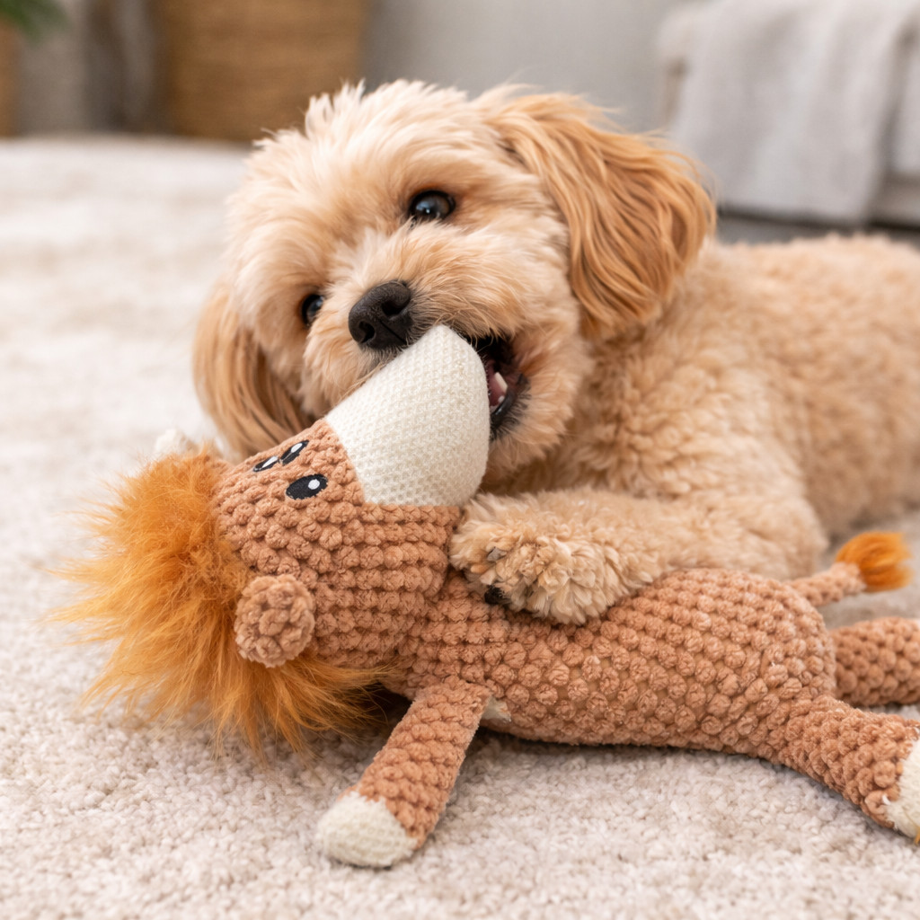 Plush Lion Toy with Squeaker for Dogs