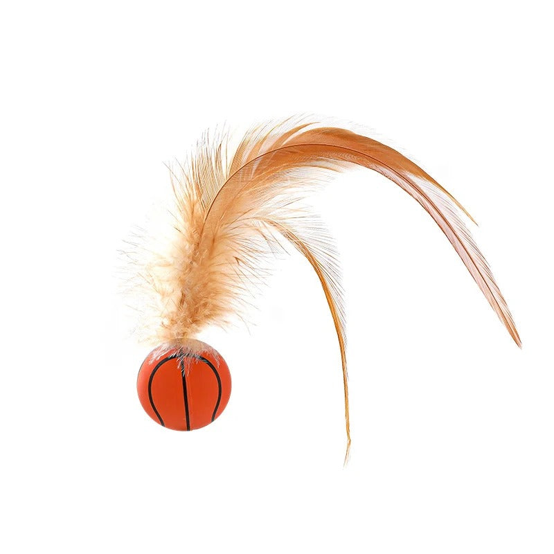 Interactief kattenspeeltje Springende Bal Met Veertjes Voor Urenlang Plezier