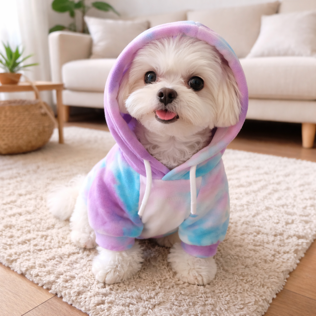 Hondenhoodie Met Blauw Tie-Dye Effect