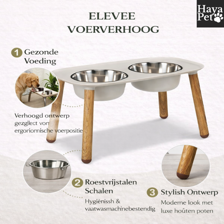 Verhoogde Dubbele Hondenvoerbak Met Verstelbare Hoogte