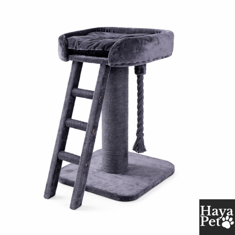 Verhoogd Kattenbed Met Ladder | Antraciet