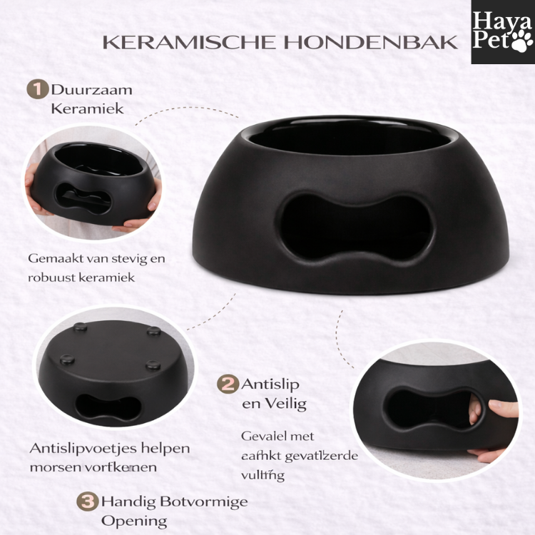 Zwarte Hondenvoerbak Met Antislipbodem
