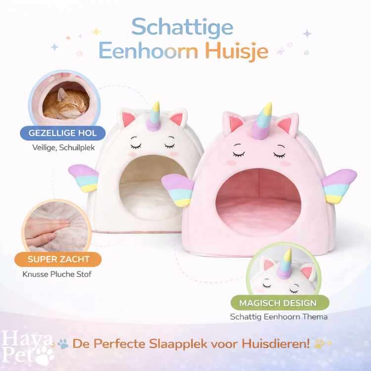 Cat Sleeping Cave With Unicorn Design