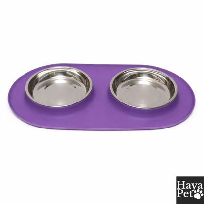 Dubbele Kattenvoerbak Met Lage Schotelbakjes En Opstaande Rand