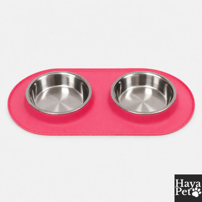 Dubbele Kattenvoerbak Met Lage Schotelbakjes En Opstaande Rand