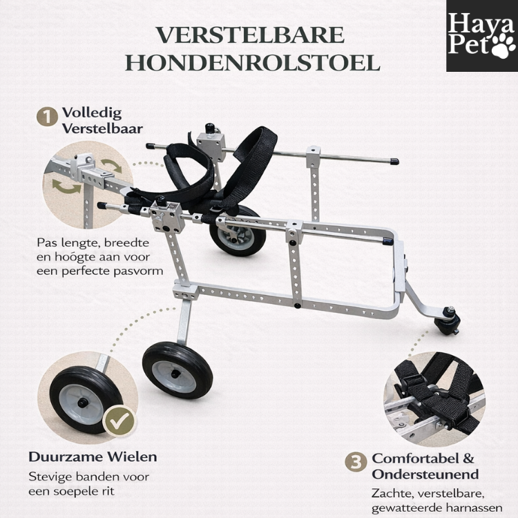 Verstelbare Hondenrolstoel Met Voorste Ondersteuning