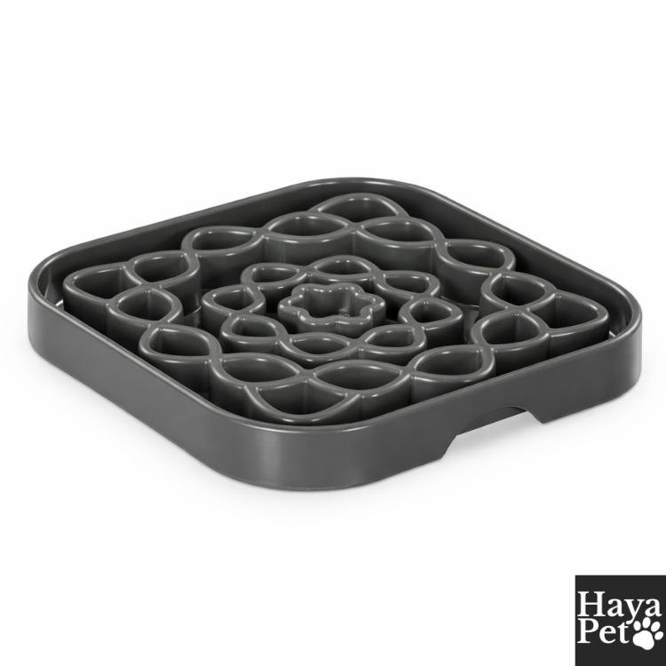 Kleine Vierkante Anti-Schrokbak Voor Honden Met Bloemmotief