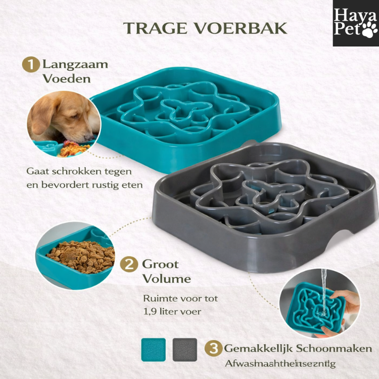 Vierkante Anti-Schrok Voerbak Voor Honden Met Antislipbodem