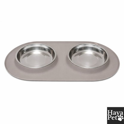 Dubbele Kattenvoerbak Met Lage Schotelbakjes En Opstaande Rand