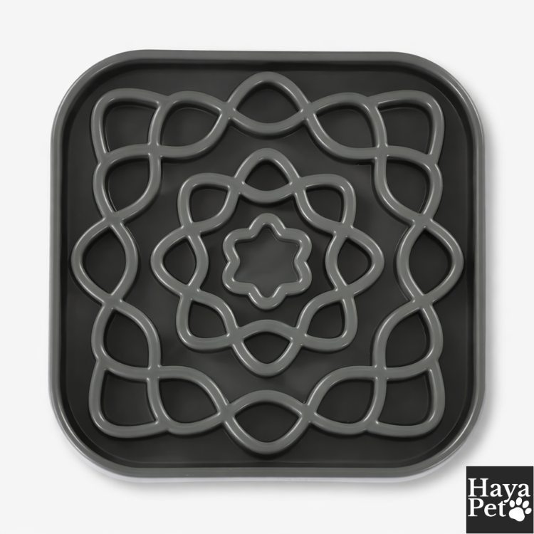 Kleine Vierkante Anti-Schrokbak Voor Honden Met Bloemmotief