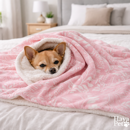 Roze Hondenplaid Met Bloemenprint