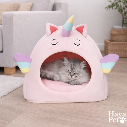 Cat Sleeping Cave With Unicorn Design