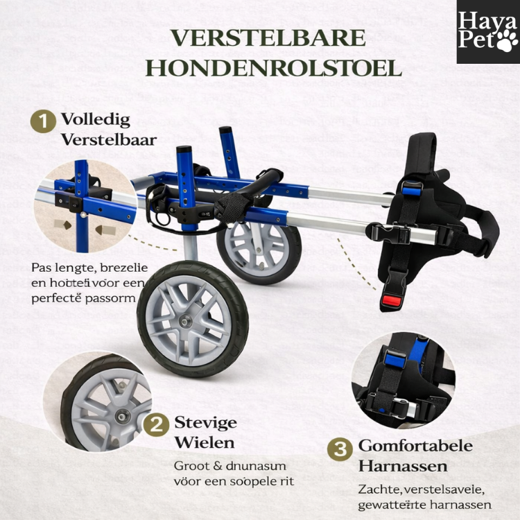 2-Wiel Hondenrolstoel Voor Corgi Met Achterpootondersteuning