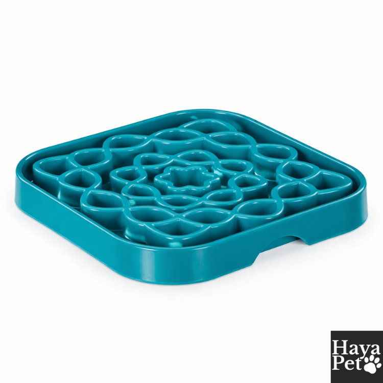 Kleine Vierkante Anti-Schrokbak Voor Honden Met Bloemmotief