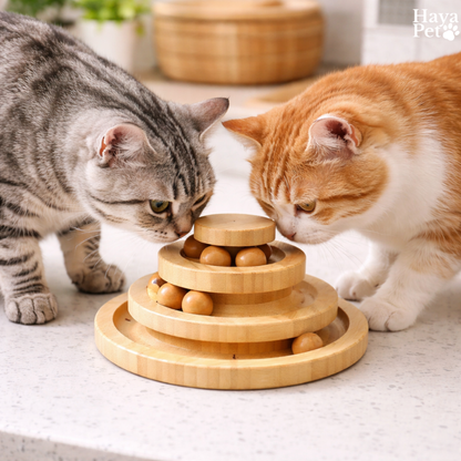 Kattenspeeltje Met Ronde Ballenbaan