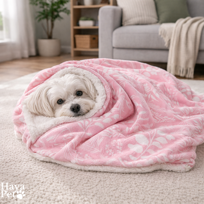 Roze Hondenplaid Met Bloemenprint